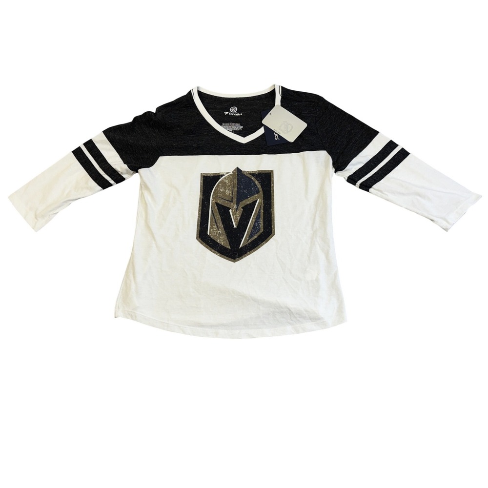 Fanatics Vegas Golden Knights T-Shirt Womens L White Charcoal NWT NHL Colorblock